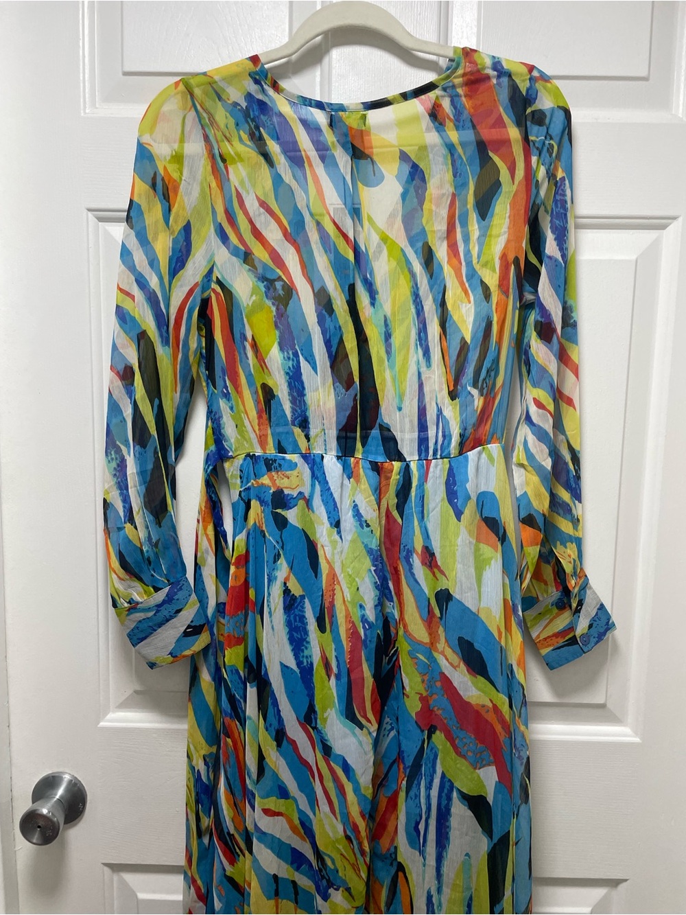 Multi-Color Abstract Wrap Maxi Dress - Picture 5 of 11